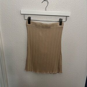 Tularosa Beige Ribbed Pencil Skirt